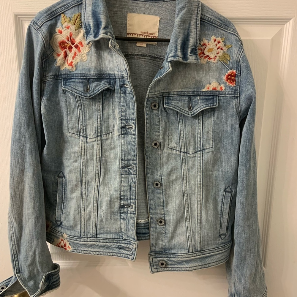 Sundance Light Blue Denim Jacket with Embroidery